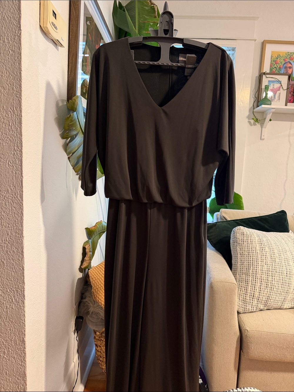 Black V-Neck Jumpsuit with Blouson Bodice